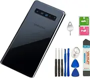 Galaxy S10 5G Cover Back Glass Camera Frame Lens Parts for Samsung Galaxy S10 SM-G977U G977N 5G Back Cover Glass Door Housing + Tools (Majestic Black)