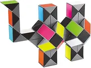 Ahyuan Larger Snake Cube Puzzle 72 Wedges Fidget Sensory Toy Vivid Rainbow 8 Colors Magic Ruler Twist Cube Puzzle Games Brain Teaser Puzzles Top Anti-Anxiety Fidget Twisty Toys