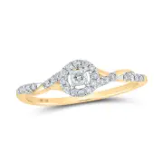 10K YELLOW GOLD ROUND DIAMOND HALO PROMISE RING 1/5 CTTW