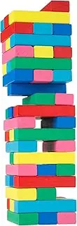 Classic Wooden Blocks Stacking Game with Colored Wood and Carrying Bag for Indoor and Outdoor Play for Adults, Kids, Boys and Girls by Hey! Play!
