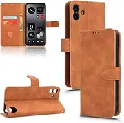 Magnetic Flip Cover Scratch Proof Phone Case Compatible with Nothing CMF Phone 1 CMFPhone1 Phone Cover Luxury Business Stand Holder Card Slot Phone Shell (Brown,Nothing CMF Phone 1)