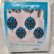 VTG Silk Thread Beaded Sequin Christmas Ornament Kit Turquoise Silver Sunrise