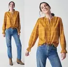NEW Faherty HARPER TOP IN ASPEN GOLD PLAID ORGANIC COTTON flannel Small
