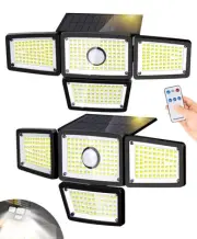 4 Heads Sensor Lamp Solar, Motion Sensor Outdoor Lights 3000LM, 283 LED,6500 ...