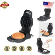 Compact 180° Flip Belgian Waffle Maker with Nonstick Grids for Easy Cleaning