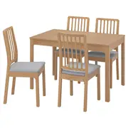 EKEDALEN / EKEDALEN table and 4 chairs, oak oak effect/Orrsta light grey, 120/180 cm