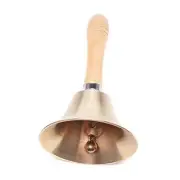 Extra Loud Solid Brass Hand Call Bell with Wooden Handle