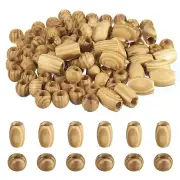 Natural Wood Beads, 100 Pack Unfinished Wooden Beads Round Loose Beads Oval