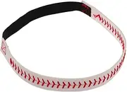 [FOMIYES] Baseball Pattern Headband Handmade Sports Headband Sports Elastic Hairband Athletic Elastic Headband Elastic Baseball Headband Sports Print Headband Head Band White Leather