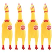 4x Paws & Claws 32cm Squawking Vinyl Rubber Chicken Dog Toy Fun Chew Squeaker YL
