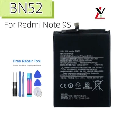 NEW For Xiaomi Redmi Note 9S Battery BN52 M2003J6A1G Replacement TOOLS