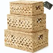 CHI AN HOME Wicker Storage Basket with Lid, Natural Decorative Wicker Basket ...