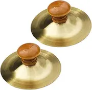 Milisten 2pcs Percussion Instrument Low Volume Cymbal Instruments Hand Musical Cymbals Dancer Percussion Cymbal Small Finger Instrument Wooden Golden
