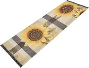YXYZRMY Washable Runner Rug Retro Sunflowers Buffalo Plaid 2’ x 6’ Non Slip Runner Rug for Hallways Entryway Bedroom Floor Carpet Runner- Soft Thin Mat with Rubber Backing for Family Pet