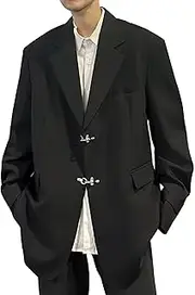 [Qolkmuiy-GJ] Men's Suit Collar Casual Blazers Trendy One Button Travel Sport Coat Lightweight Sport Business Blazer Coats
