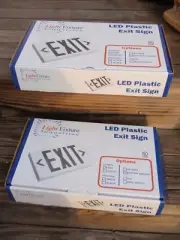 2 NEW LED PLASTIC EXIT SIGNS LIGHT FIXTURE INDUSTRIES BATTERY BACK UP