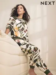 Ecru Botanical Cosy Long Sleeve Pyjamas (E89500) | $49