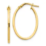 10K Yellow Gold Polished Oval Hoop Earrings
