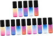 LOLIPPYY 15pcs Gradient Color Essential Oil Roller Bottles Portable Refillable Glass Roll Bottles for Home Travel Use Random Colors Chic Leak Design