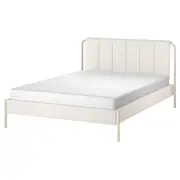 TÄLLÅSEN upholstered bed frame with mattress, Kulsta light beige/Åkrehamn firm, Double