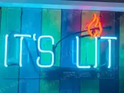 It's Lit Fire Flames Acrylic 14" Neon Light Sign Lamp Party Display Wall Decor
