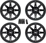 RT102 14in ATV Wheels Rims 14x7 Black 4x137, 5+2 Offset, includes 10x1.25 Spline Lug nuts, Compatible with Bombardier Can-Am Maverick Commander Renegade Outlander 4/137 (Set of 4)