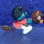 Schleich Smurfs Smurf 40214 Smurf wsith hobby horse Made in Hong Kong 1980