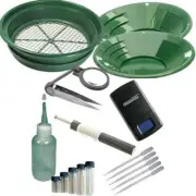 17pc Green 1/2" Large Gold Classifier Screen & Gold Pan Panning Kit