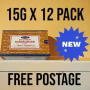 NAG CHAMPA INCENSE STICKS 15G X 12PACK SANDALWOOD HAND ROLLED SATYA INCENSE PACK