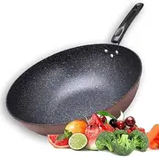 Wok Pan Nonstick with Lid, Woks and Stir Fry Pans Nonstick No Chemical Stir Fry Pan, with Handles-Compatible with Stovetop, Oven, Induction, Grill, or Campfire by Classic Cuisine,32cm/12.5inch