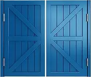 180 Degree Opening Angle Swing Cafe Door, Cafe Doors Premade Include All Hinges, Light Blue Natural Coffee White Blue, Auto Close Features Anti-warp