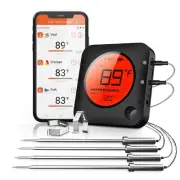 Bluetooth Grill Thermometer with 4 Probes, Instant Read for Perfect BBQ