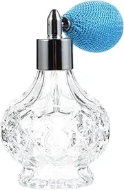HONITANO Refillable Vintage Glass Perfume Bottle Elegant Short Spray Container for Perfume and Essential Oils Stylish Design for Vanity Bathroom and Dressing Table
