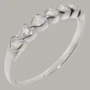 Solid 10k White Gold Natural Diamond & Opal Womens Eternity Ring