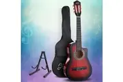Alpha 34 Inch Classical Guitar Wooden Body Nylon String w/ Stand Beignner Red
