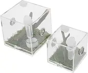 VANZACK 2pcs Box Jumping Spider Breeding Box Jumping Spider Habitat Mini Critter Keeper Spider Cage Tarantulas Cage Spider Breeding Case Micro Habitat Terrariums Insect Animal Acrylic
