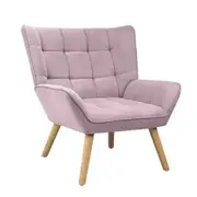 Oikiture Armchair Accent Chairs Sofa Lounge Fabric Upholstered Tub Chair Pink