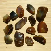14 Agate Geode Stones Mixed Polished Crystals Natural Gray Brown Color 1.5LB Lot