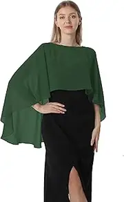 [Hotshawl] Women Chiffon Cape Bridal Soft Chiffon Scarve Shawls Wraps Beach Cover Up Wedding Bridal Capelet Evening Shawls (Champagne)