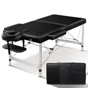 2 Fold ALFORDSON Massage Table Portable & Foldable 75cm (Black)