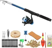 Fishing Rod and Reel Combo Full Kit 1.8m Telescopic Fishing Rod Pole and Spinning Reel Set with Lures Swivels Bell Float Hair Rigs Fishing Accessories
