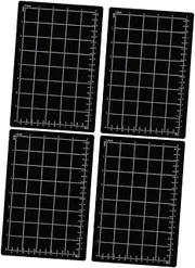 KONTONTY Magnetic Cutting Mat Round Tool Tray 4pcs Black Rubber Iron Mat Non-Slip for Crafting Embossing Knife Rest