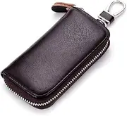 [ihreesy] Leather Key Case,Vintage Key Case Key Holder Protective Cover for Women's and Men's Key Case with Zipper