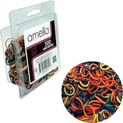 Amelia Beauty | 500 Count 1/2" Rubber Bands | Premium US Made Rubber Hair Ties | Ideal for Ponytails, Braids & Beards | Strong All Day Hold | Convenient Re-closable Container | Rainbow Mix