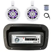 Pyle Marine CD Radio,Adapter,Spa Bezel, Ant, Wire, 2x 4" 300W LED White Speaker