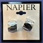 NAPIER SILVER TONE HUGGIE HOOP EARRINGS CHUNKY NWT!