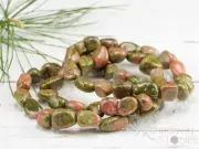 UNAKITE Crystal Bracelet, Tumbled Beads - Beaded Handmade Healing Jewelry, E0905