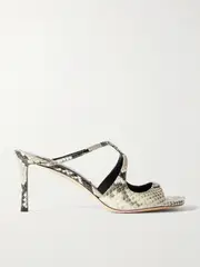 [Jimmy Choo] Jimmy Choo - Anise 75 Cutout Snake-effect Glossed-leather Sandals - Snake print - IT39 IT 39 Animal print