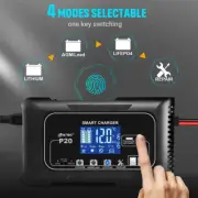 12V20A Automatic Pulse Repair Charger For AGM Lithium Lead-Acid LiFePO4 Battery