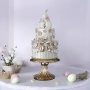 18 Inch Resin Easter Double Layer Cake With Bunny Spring Decoration by Regency